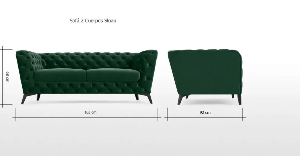 Sofá de 2 Cuerpos Sloan – Verde Pino