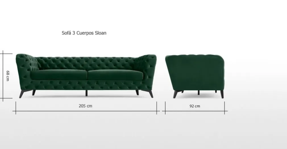 Sofá de 3 Cuerpos Sloan – Verde Pino