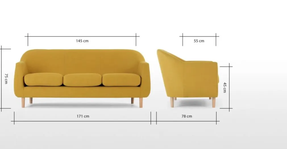 Sofá de 3 Cuerpos Tubby – Amarillo Mostaza