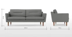 Sofá de 3 Cuerpos Walker – Gris