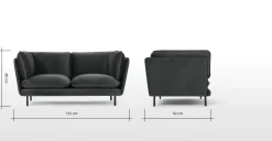 Sofá de 2 Cuerpos Wes – Gris Medianoche