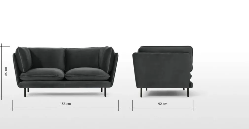 Sofá de 2 Cuerpos Wes – Gris Medianoche