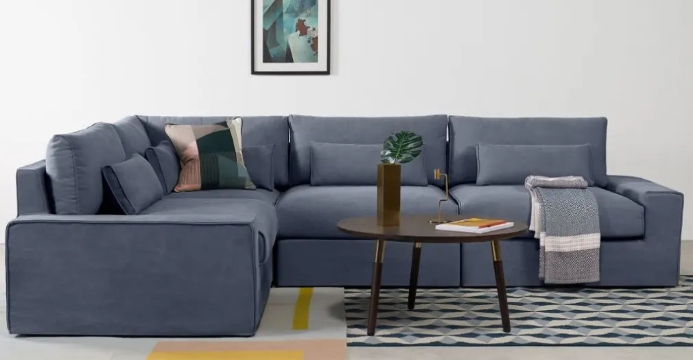 Sofá Modular con Brazo a la Izquierda Trent – Azul Lavado