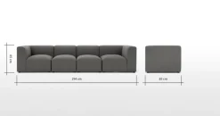 Sofá Modular de 4 Cuerpos Juno – Gris Marga