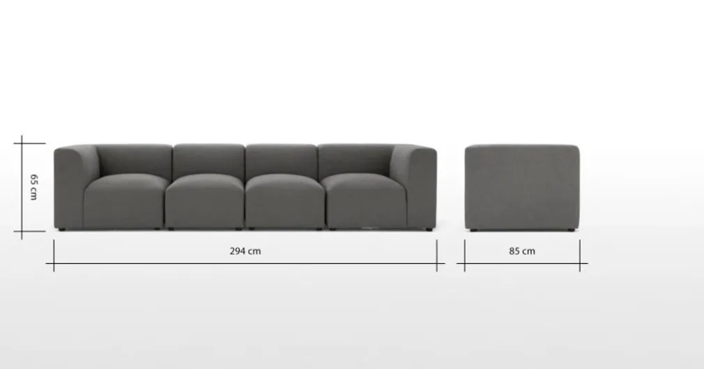 Sofá Modular de 4 Cuerpos Juno – Gris Marga
