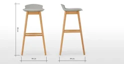 Taburete alto Thelma – Roble y gris