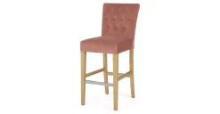 Taburete de bar Flynn – Terciopelo rosa y abedul