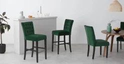 Taburete de bar Flynn – Terciopelo verde pino y negro