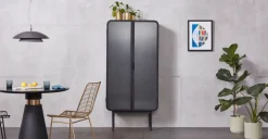Vitrina alta Ajax de cristal – Negro