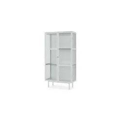 Vitrina de almacenamiento Marden – Blanco y cristal