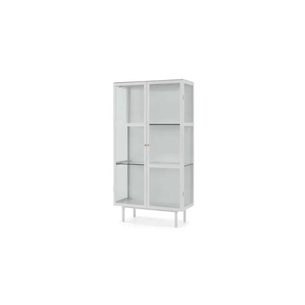 Vitrina de almacenamiento Marden – Blanco y cristal