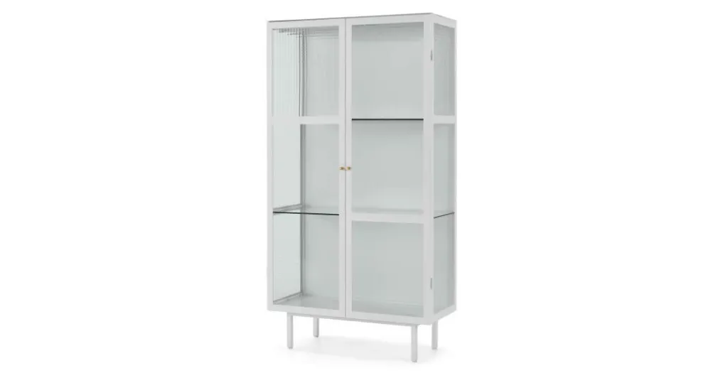 Vitrina de almacenamiento Marden – Blanco y cristal