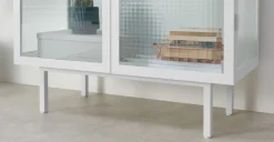 Vitrina de almacenamiento Marden – Blanco y cristal