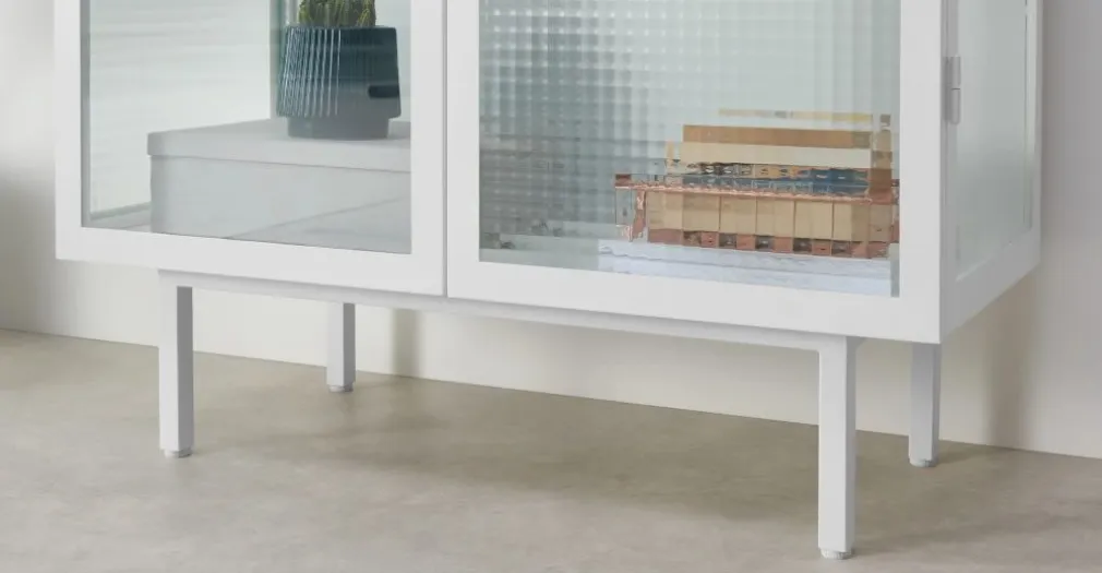 Vitrina de almacenamiento Marden – Blanco y cristal