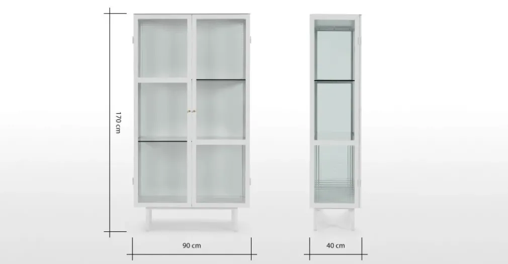 Vitrina de almacenamiento Marden – Blanco y cristal