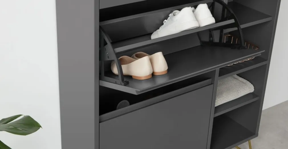 Zapatero doble Elona – Gris Carbón
